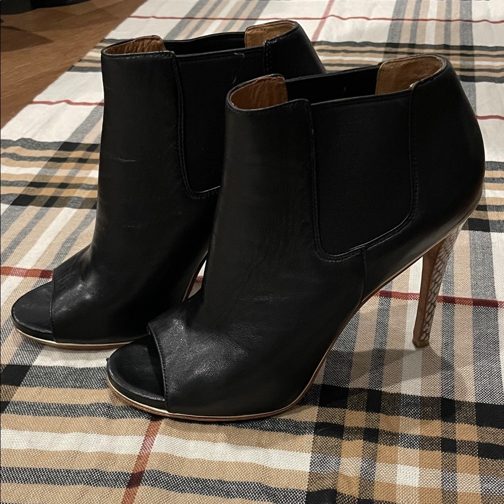 Coach Johanna Black Peep-Toe Heeled Booties
